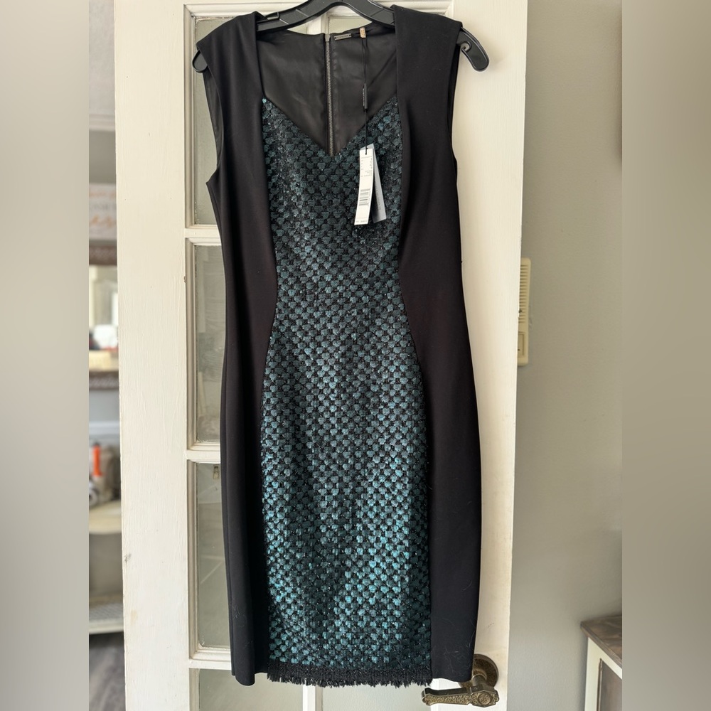 NWT Elie Tahari dress black/teal sz 6